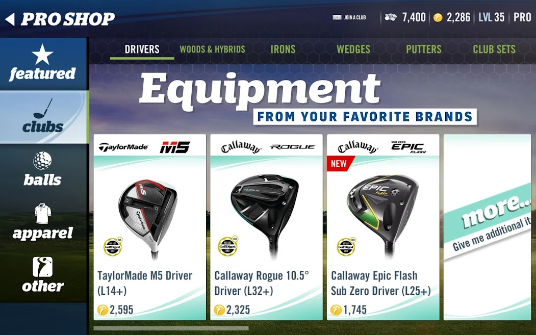WGT Golf Mod Apk Equipment